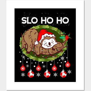 Christmas Sloth Santa Slo HO HO Posters and Art